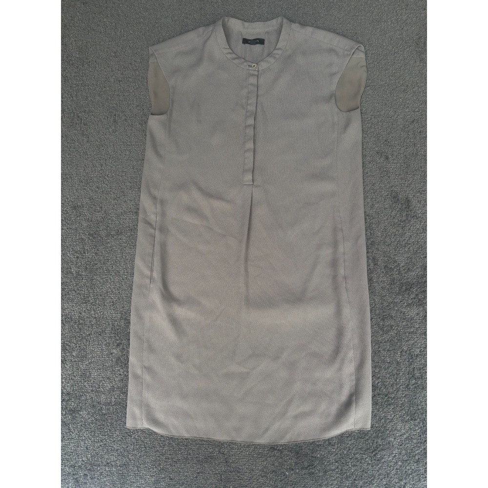 Babaton Shift Dress Women's Size 2XS Gray Band Collar Sleeveless Partial Button